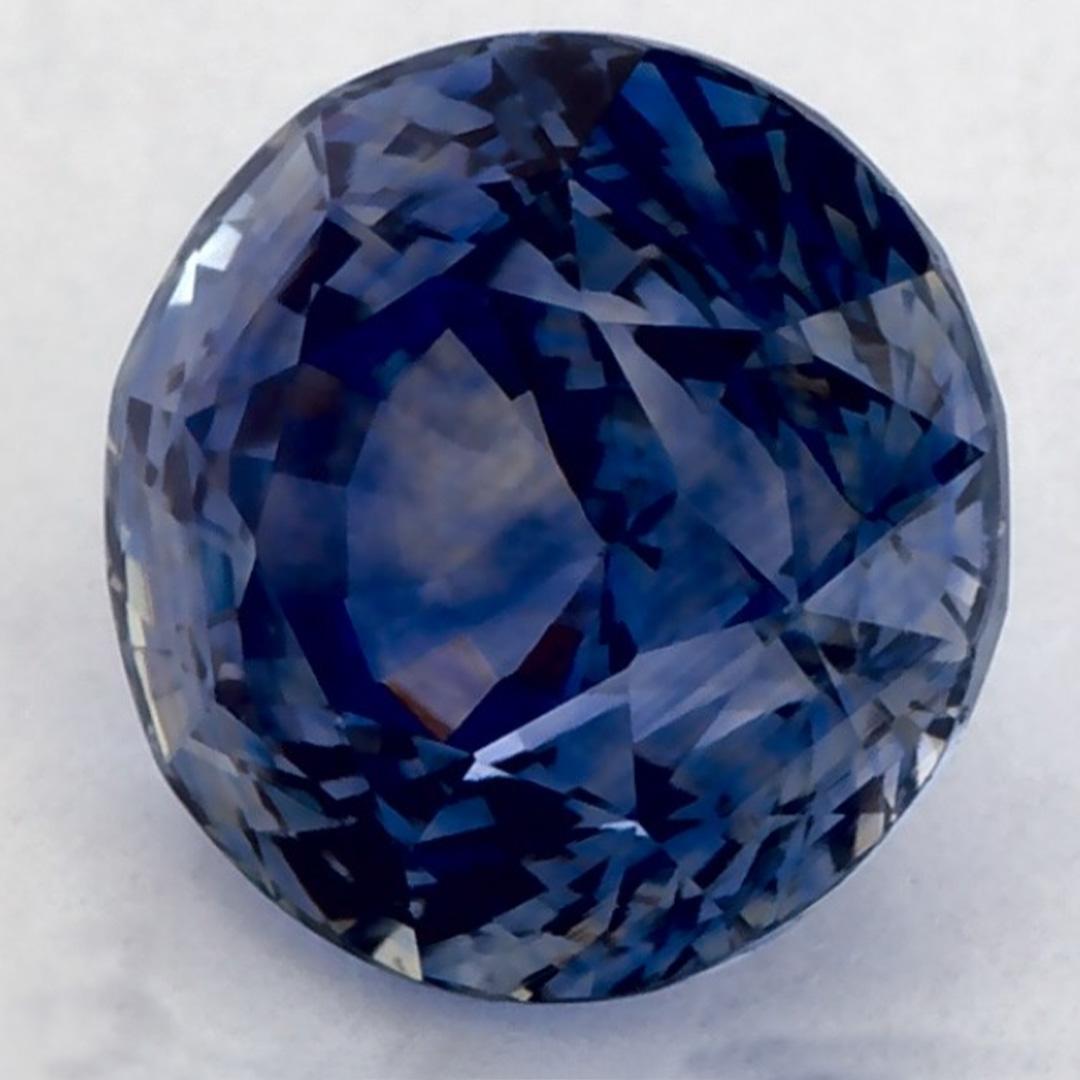 2,13 Karat blauer Saphir rund zertifiziert loser Edelstein (Rundschliff) im Angebot