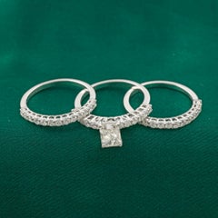 2.13 Ct Natural Radiant Cut Diamond Three Piece Bridal Ring Set 18K White Gold
