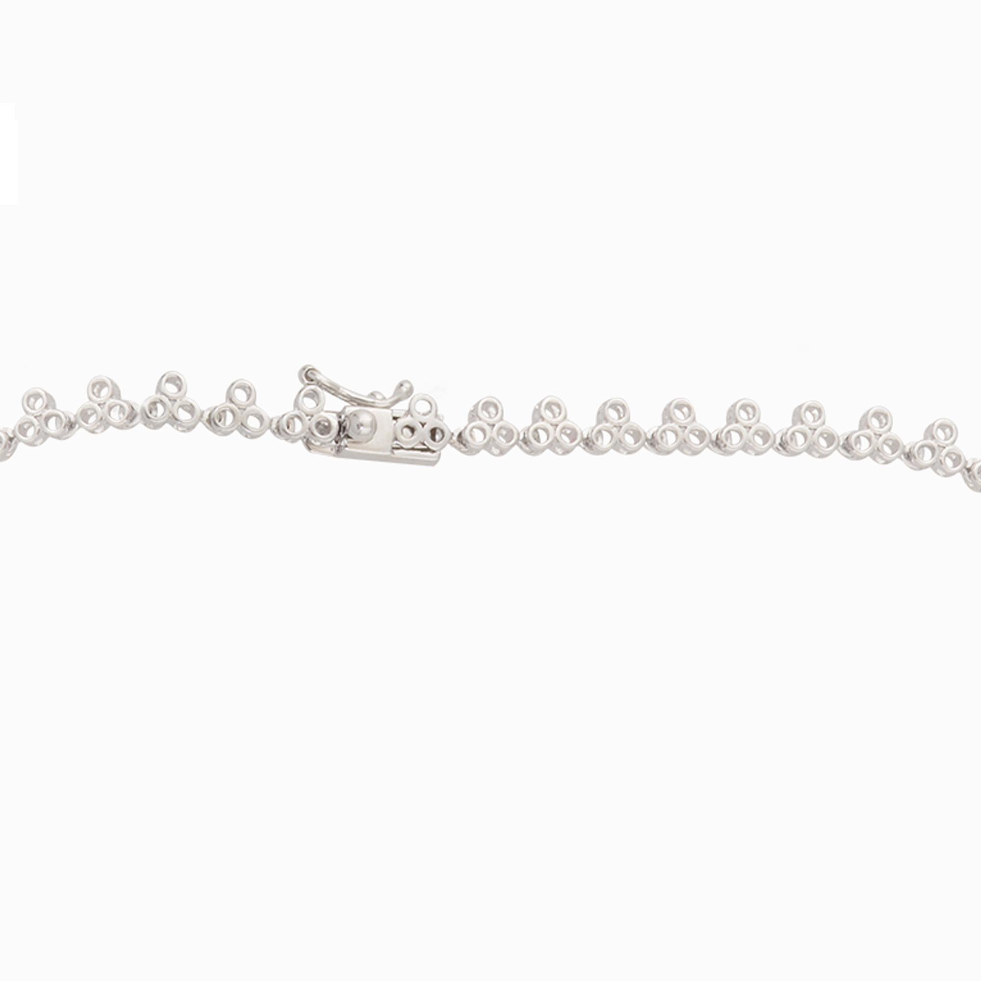 Women's 21.30 Carat Round & Pear Diamond Multi Bar Charm Necklace 18 Karat White Gold For Sale