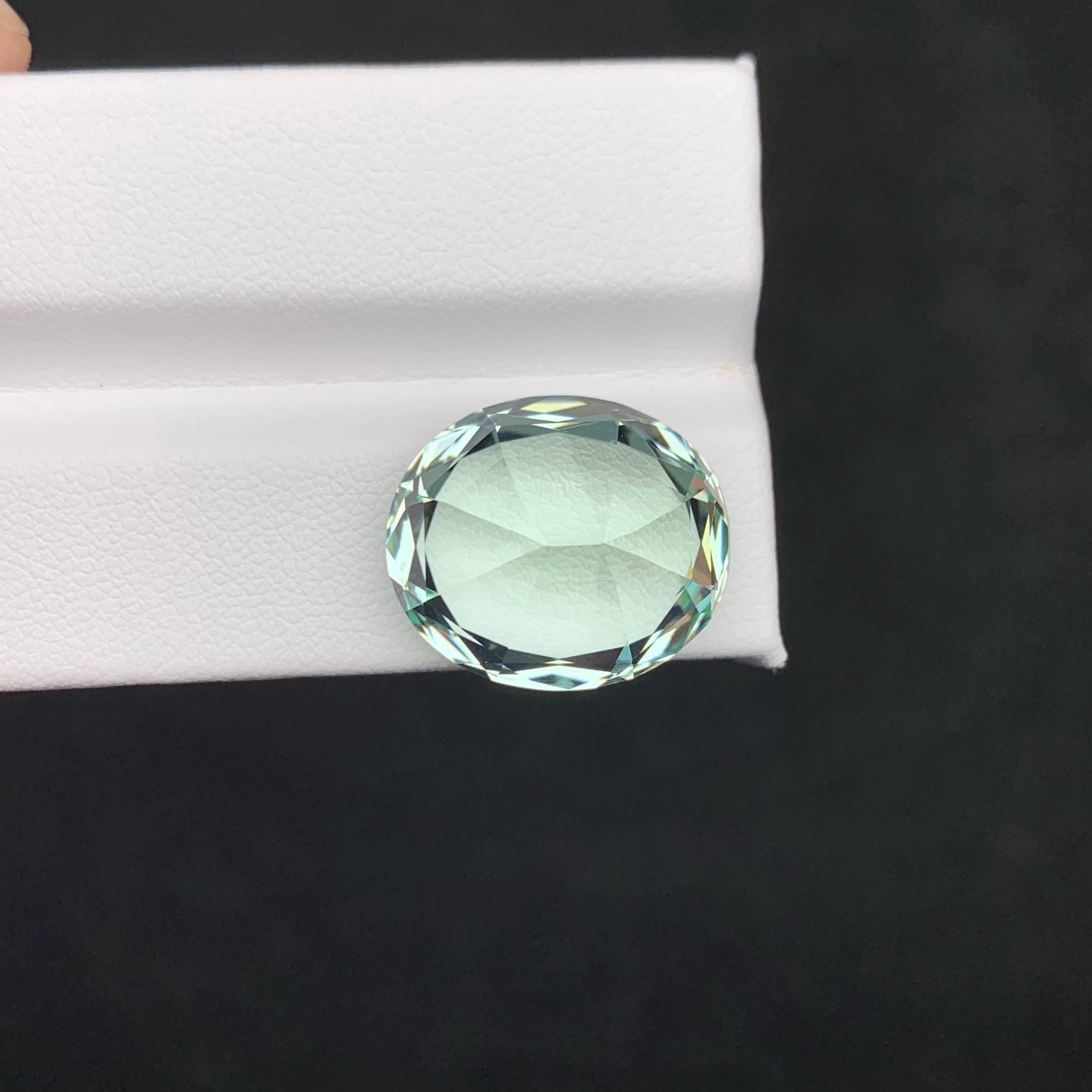 Oval Cut 21.35 Carat Loose Mint Green Tourmaline Oval – Rare Gem for Collectors & Custom For Sale