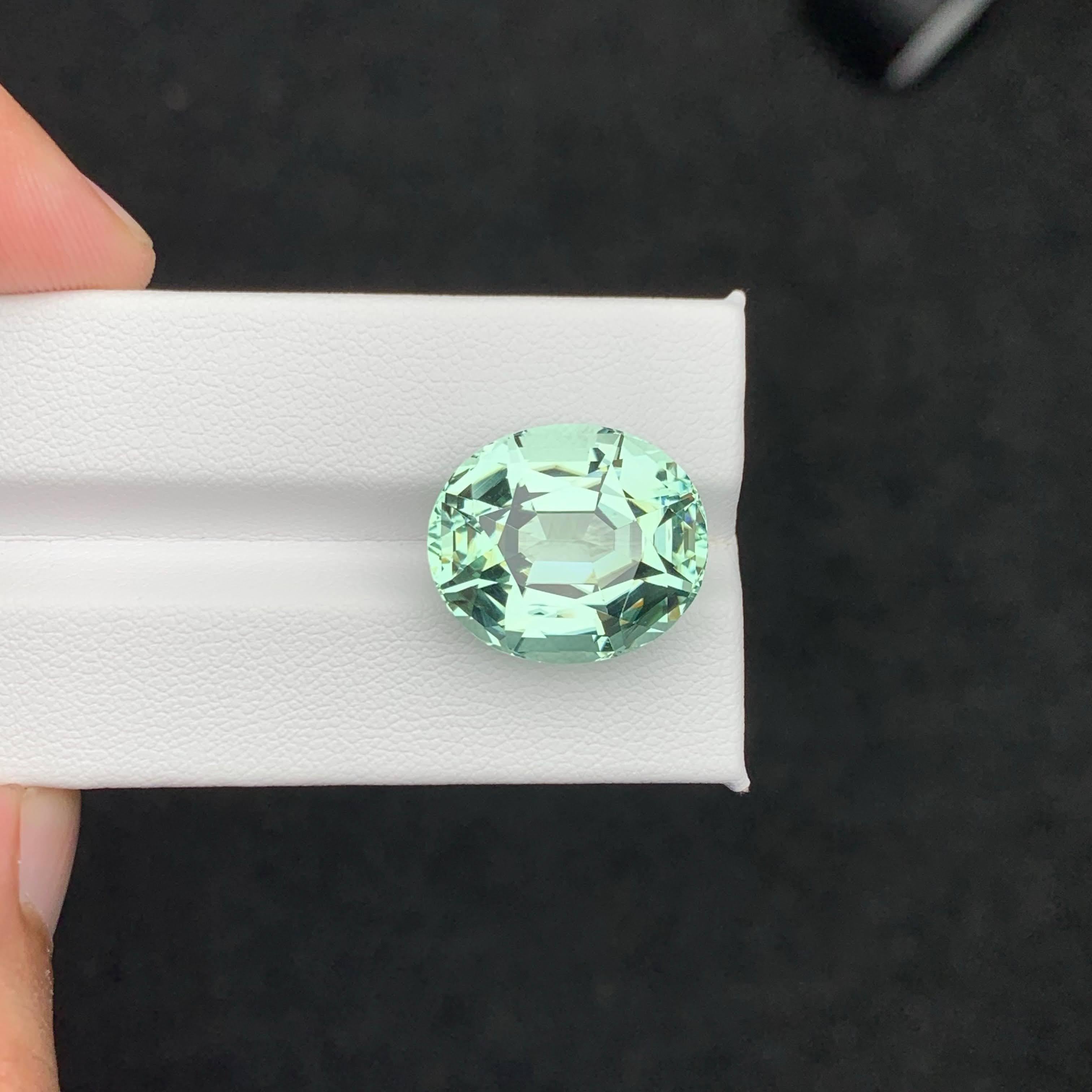 21.35 Carat Loose Mint Green Tourmaline Oval – Rare Gem for Collectors & Custom In New Condition For Sale In Bangkok, TH