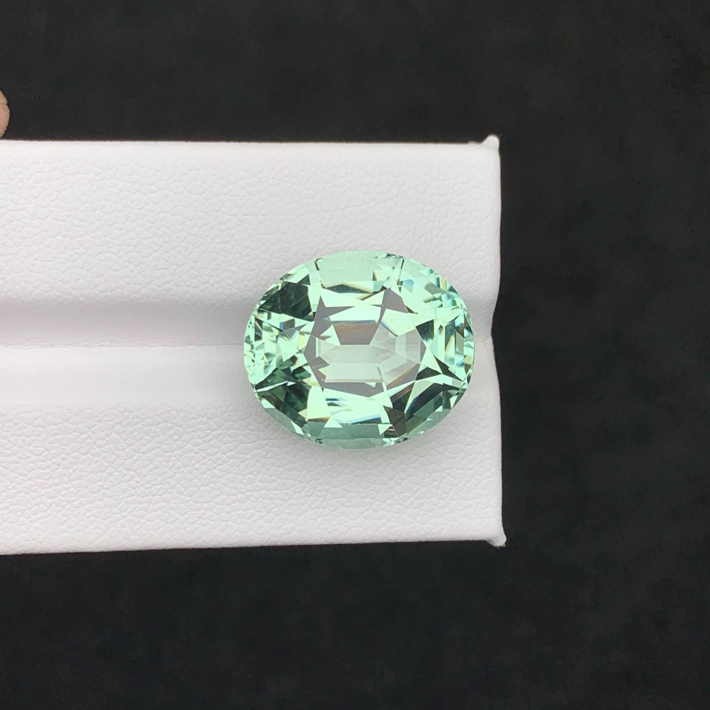 Women's or Men's 21.35 Carat Loose Mint Green Tourmaline Oval – Rare Gem for Collectors & Custom For Sale