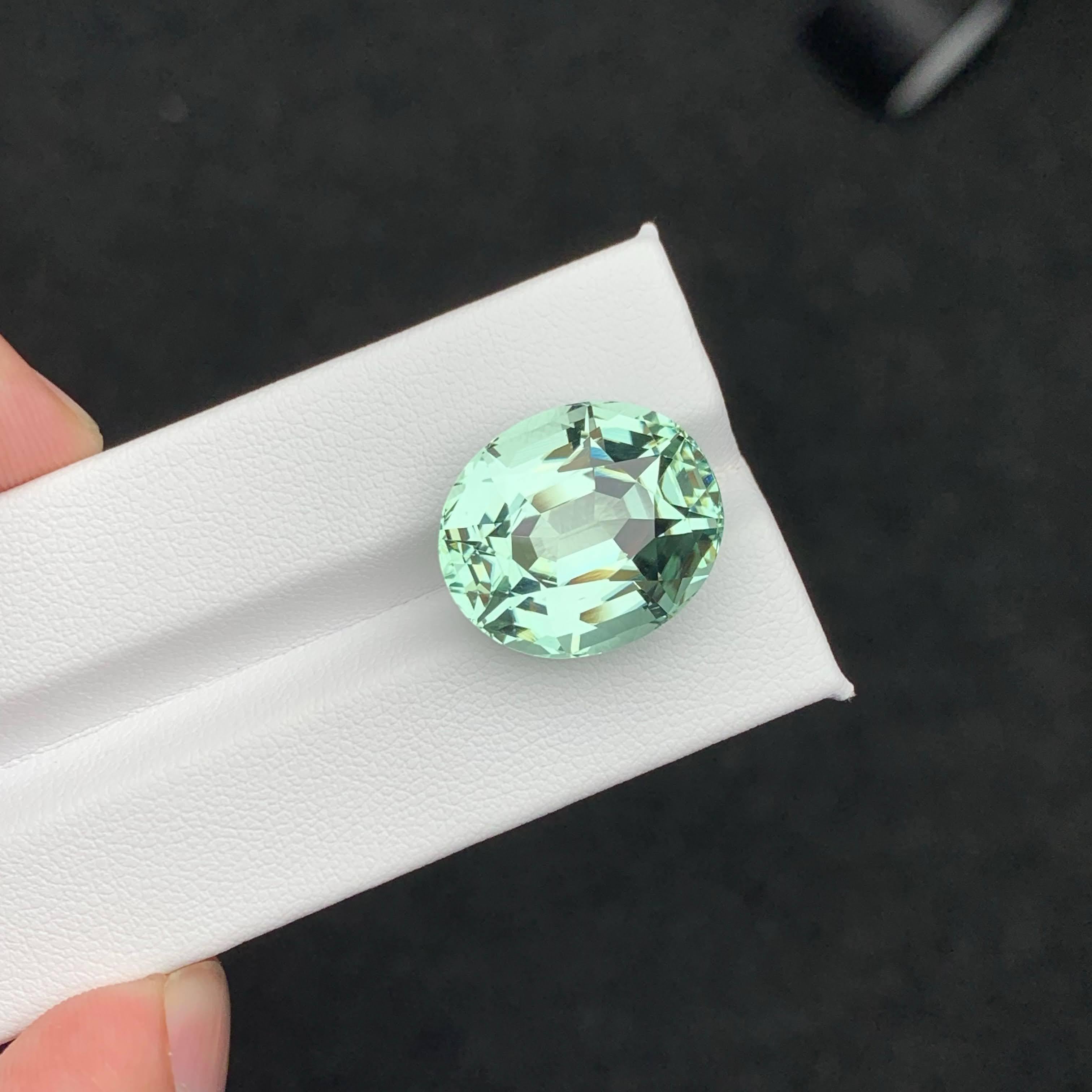 21.35 Carat Loose Mint Green Tourmaline Oval – Rare Gem for Collectors & Custom For Sale 1