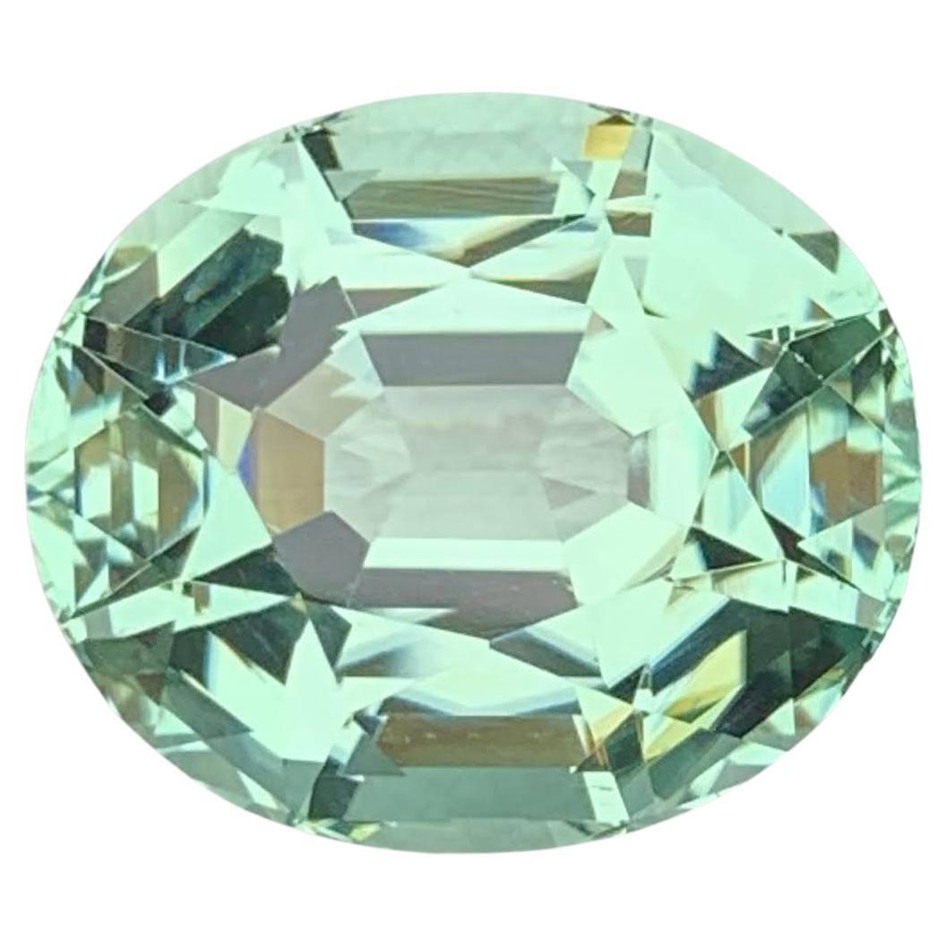 21.35 Carat Loose Mint Green Tourmaline Oval – Rare Gem for Collectors & Custom For Sale