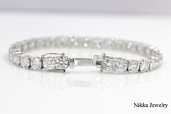 21.35 Carat Natural Diamond Round Cut Tennis Bracelet 18K White Gold 7 Inches
