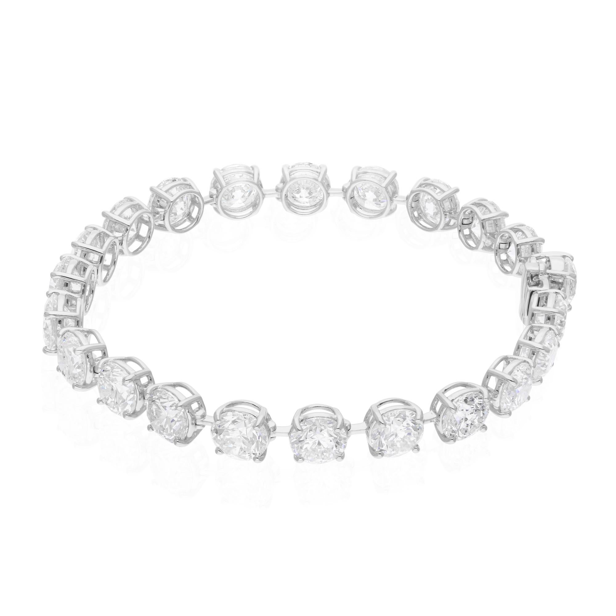 Moderne 21.35 Carat SI/H Round Brilliant Cut Diamond Tennis Bracelet 14 Karat White Gold en vente