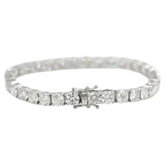 21.35 Carat TW Natural Diamond Round Cut Tennis Bracelet 18K White Gold 7 Inches
