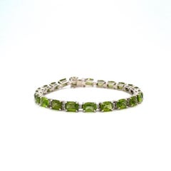 21.35 CTW Achteckiger Peridot Zirkon-Tennisarmband für Hochzeit aus Sterlingsilber