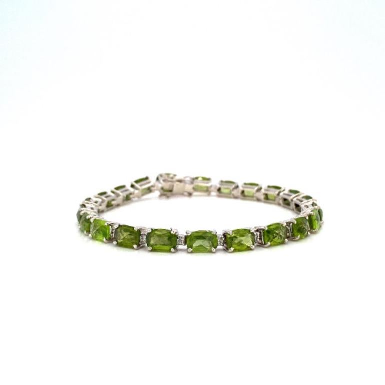 21.35 CTW Octagon Peridot Zircon Tennis Bracelet for Wedding in Sterling Silver In New Condition For Sale In Houston, TX