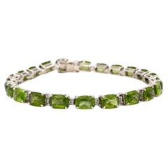 21.35 CTW Octagon Peridot Zircon Tennis Bracelet for Wedding in Sterling Silver