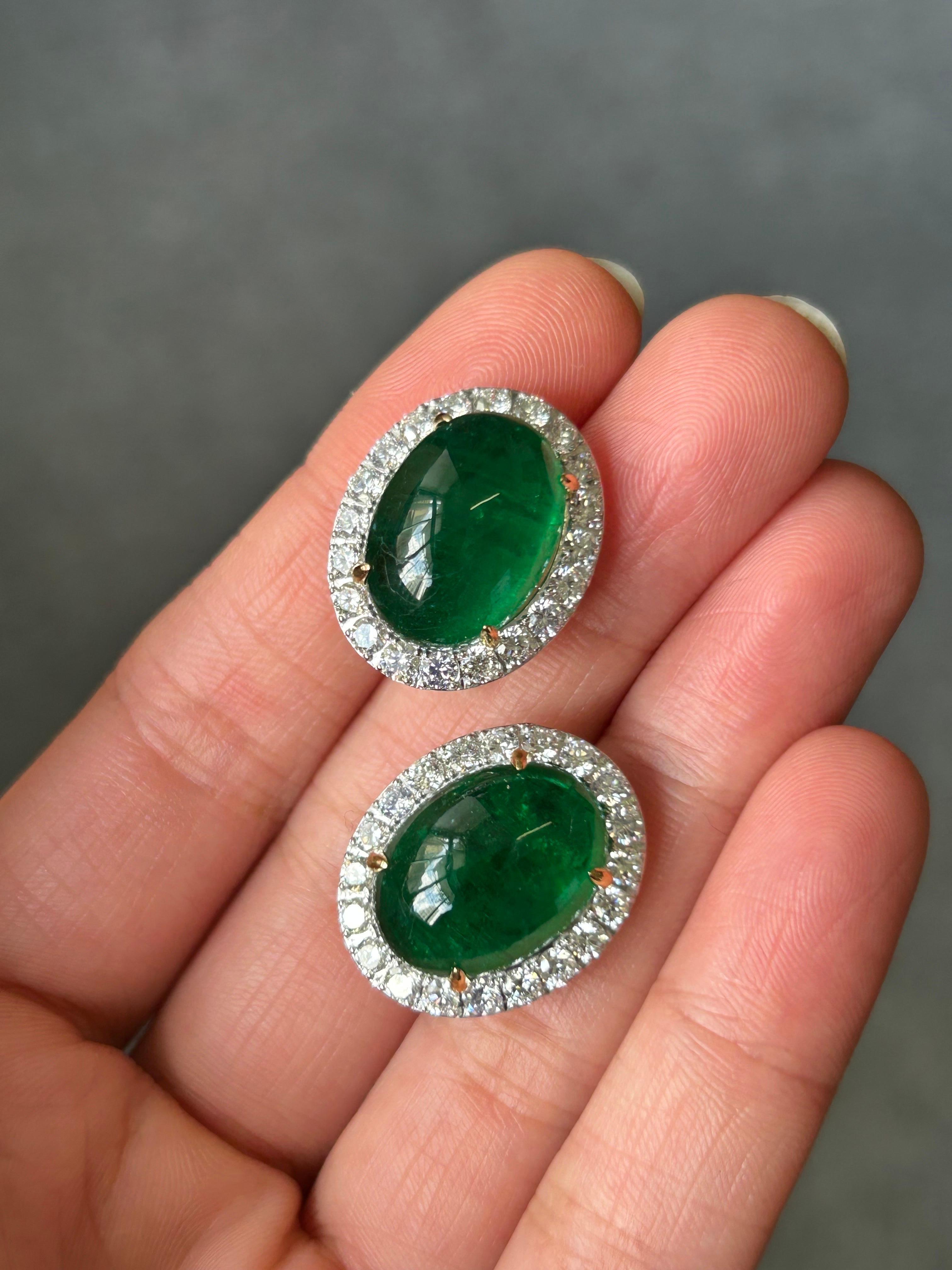 emerald cabochon earrings