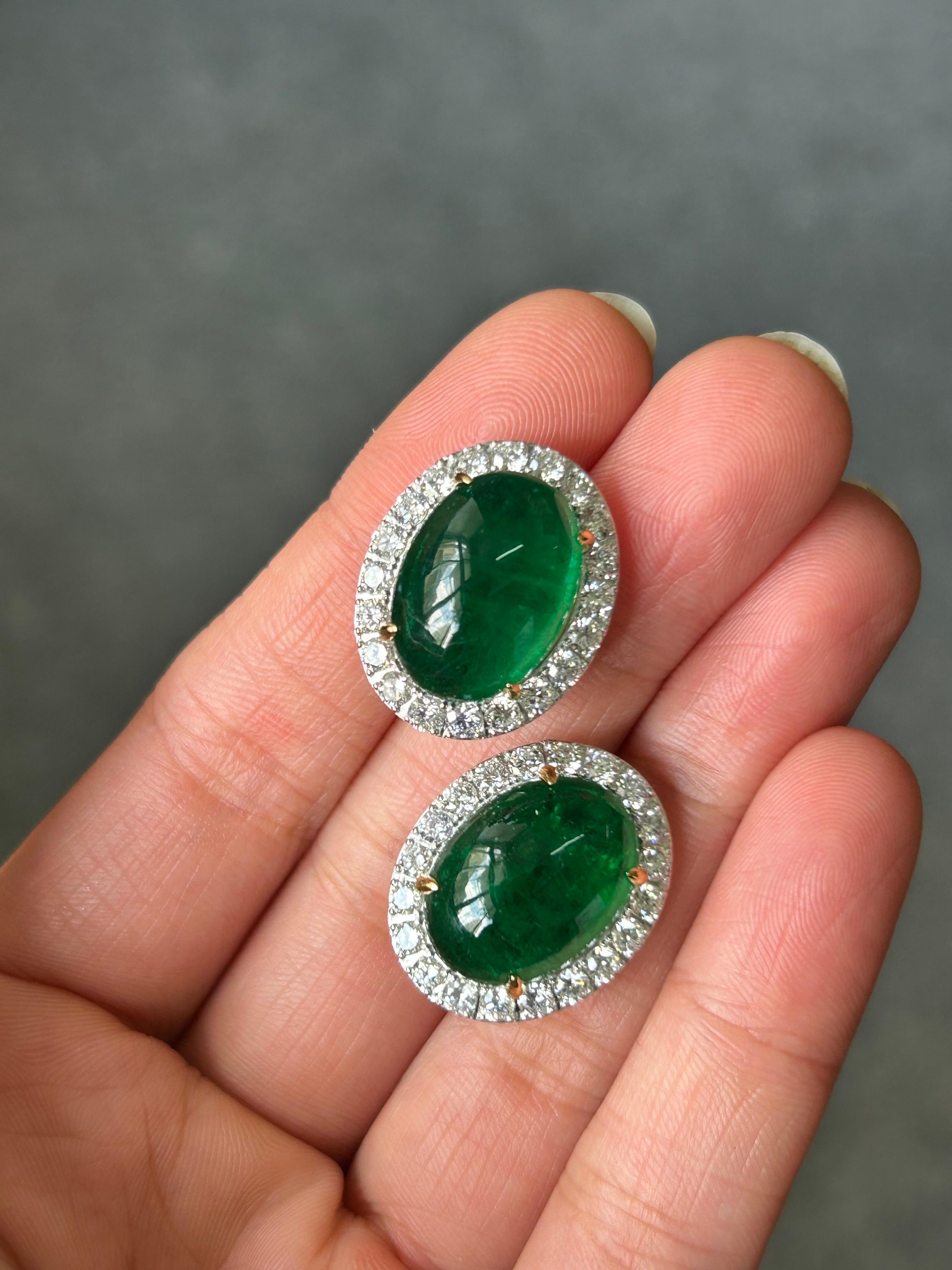 cabochon emerald earrings