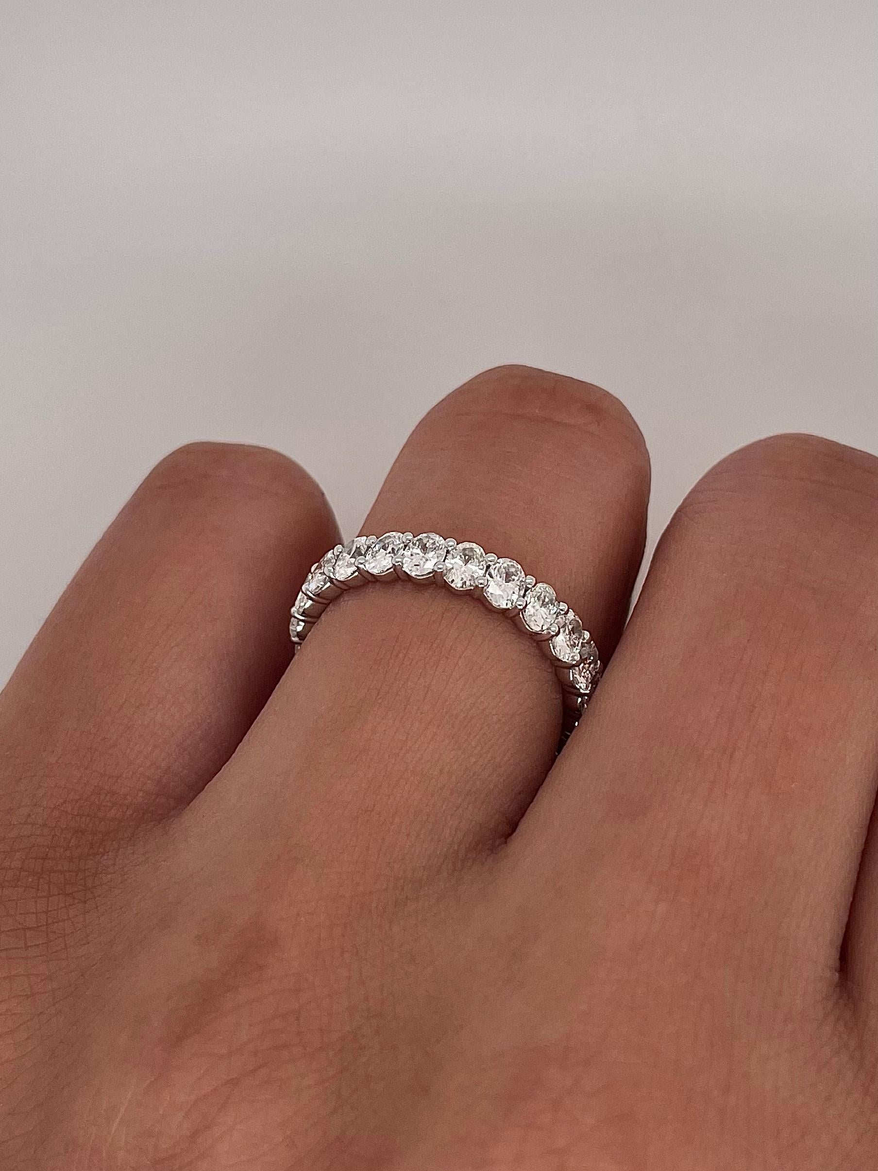 2.13 Total Carat Shared Prong Diamond Eternity Band in Platinum In New Condition For Sale In New York, NY