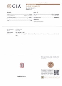2,13ct Zaffiro Rosa Cuscino Certificato GIA Madagascar Non Riscaldato
