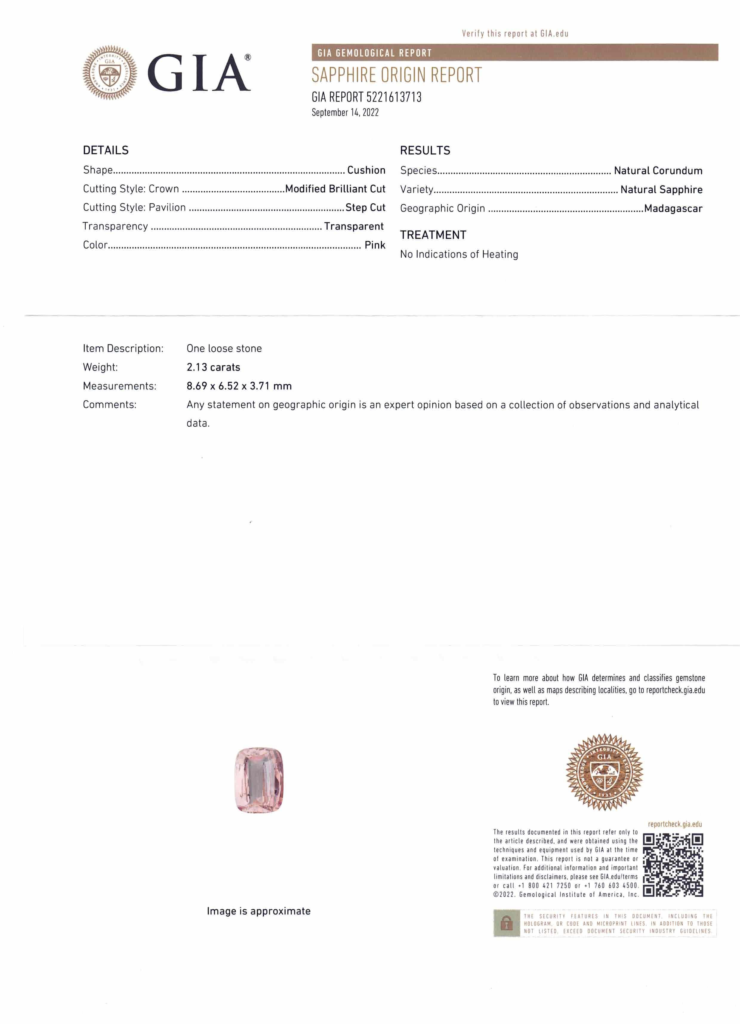 Dies ist ein atemberaubender GIA-zertifizierter Saphir

 

Der GIA-Bericht lautet wie folgt:

GIA-Berichtsnummer: 5221613713
Die Form: Kissen
Schneidestil:
Schnittart: Krone: Modifizierter Brillantschliff
Schnittstil: Pavillon: