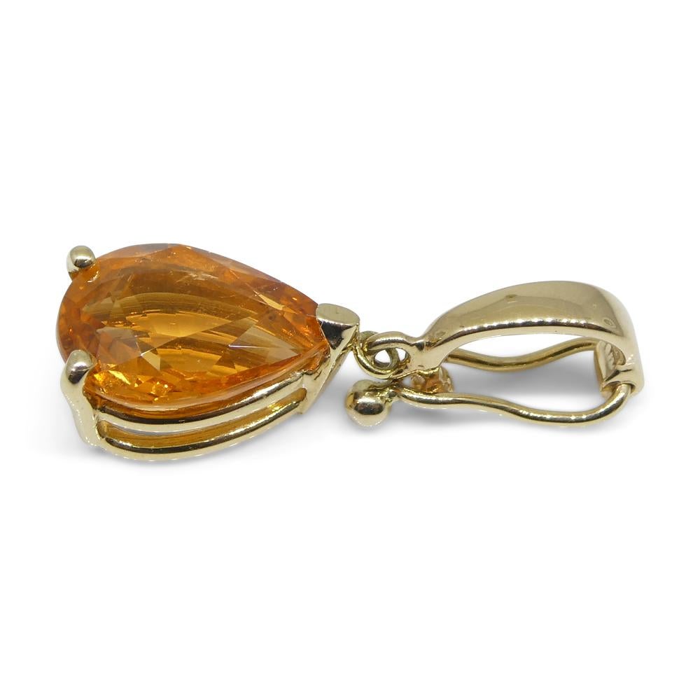 2.13ct Fanta Orange Spessartite Garnet Pendant Charm in 14K Yellow Gold with Enh For Sale 4