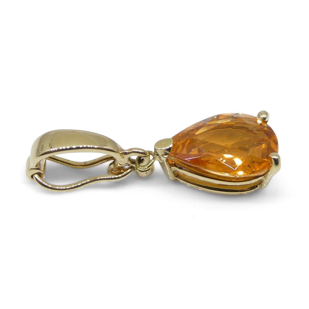 2.13ct Fanta Orange Spessartite Garnet Pendant Charm in 14K Yellow Gold with Enh For Sale 5