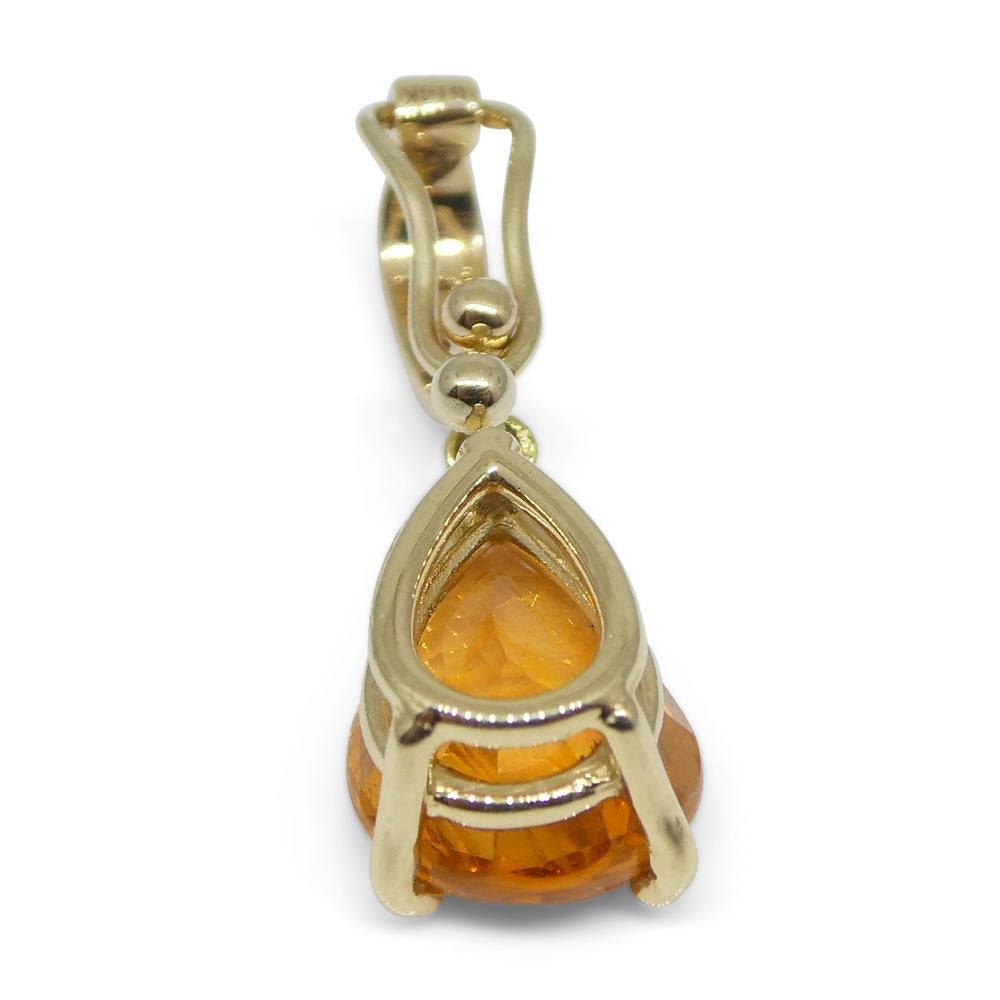 Contemporary 2.13ct Fanta Orange Spessartite Garnet Pendant Charm in 14K Yellow Gold with Enh For Sale