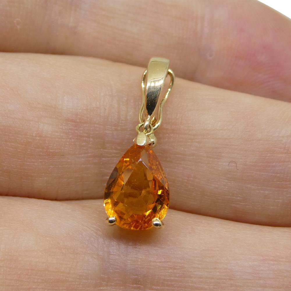 2.13ct Fanta Orange Spessartite Garnet Pendant Charm in 14K Yellow Gold with Enh In New Condition For Sale In Toronto, Ontario