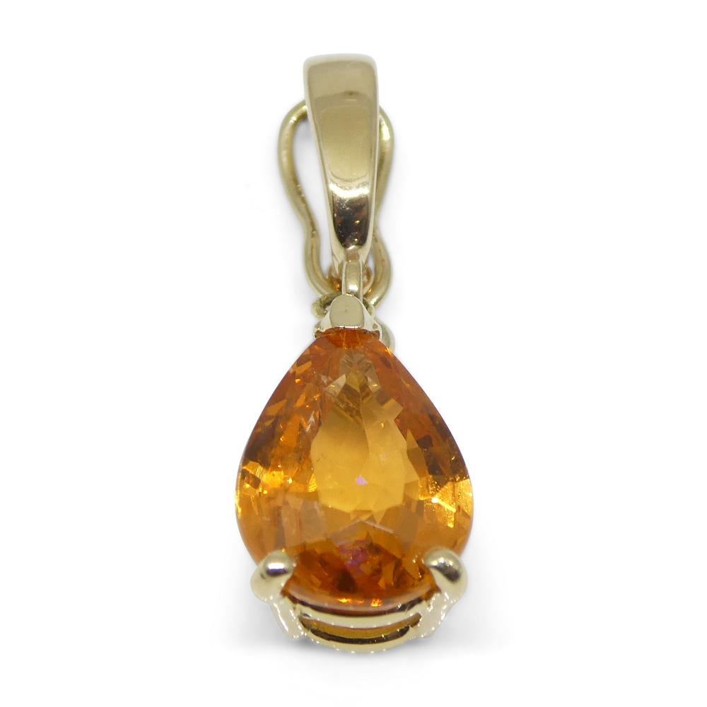2.13ct Fanta Orange Spessartite Garnet Pendant Charm in 14K Yellow Gold with Enh For Sale 1
