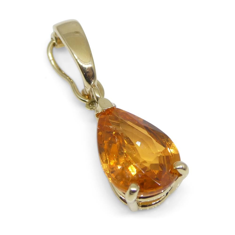2.13ct Fanta Orange Spessartite Garnet Pendant Charm in 14K Yellow Gold with Enh For Sale 2