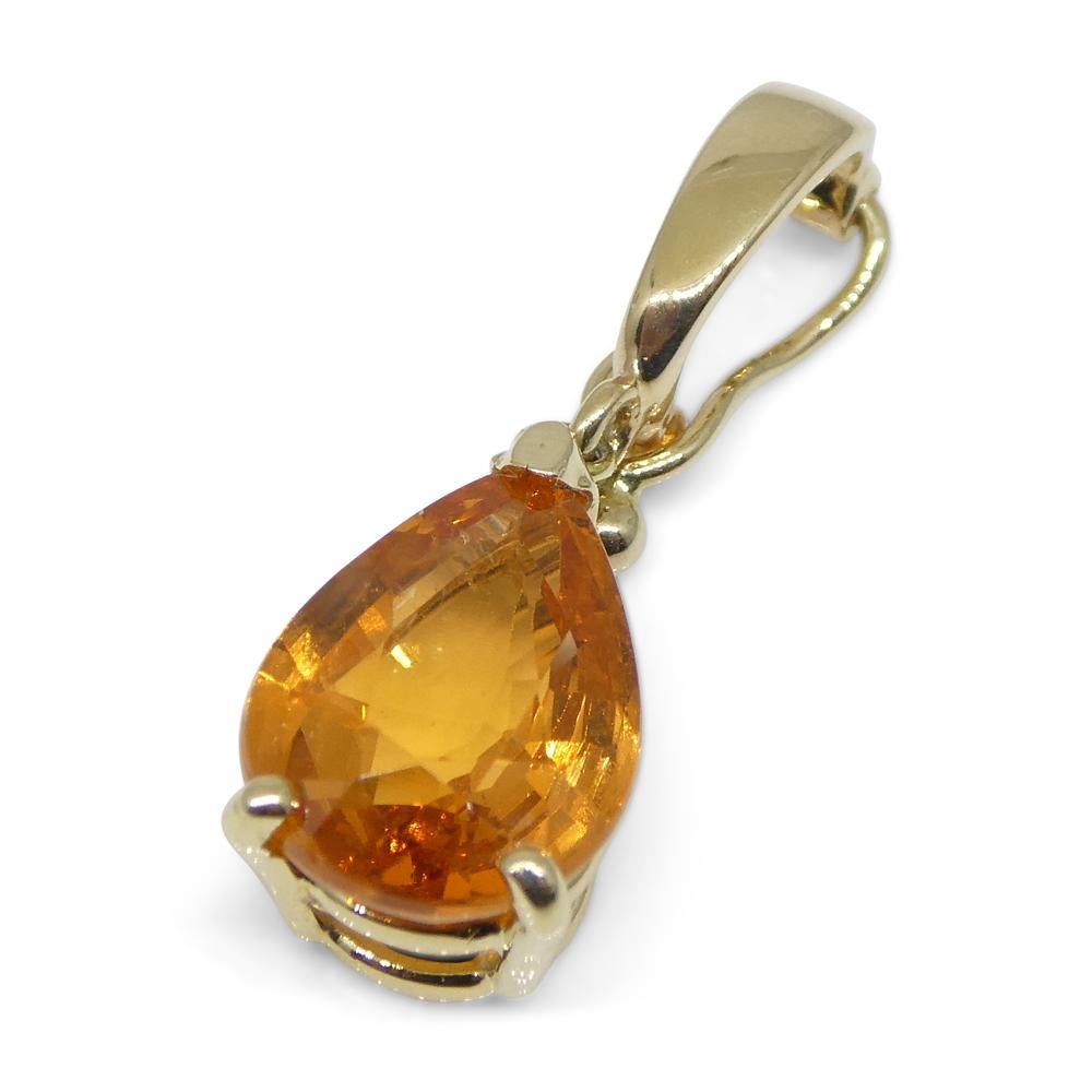 2.13ct Fanta Orange Spessartite Garnet Pendant Charm in 14K Yellow Gold with Enh For Sale 3