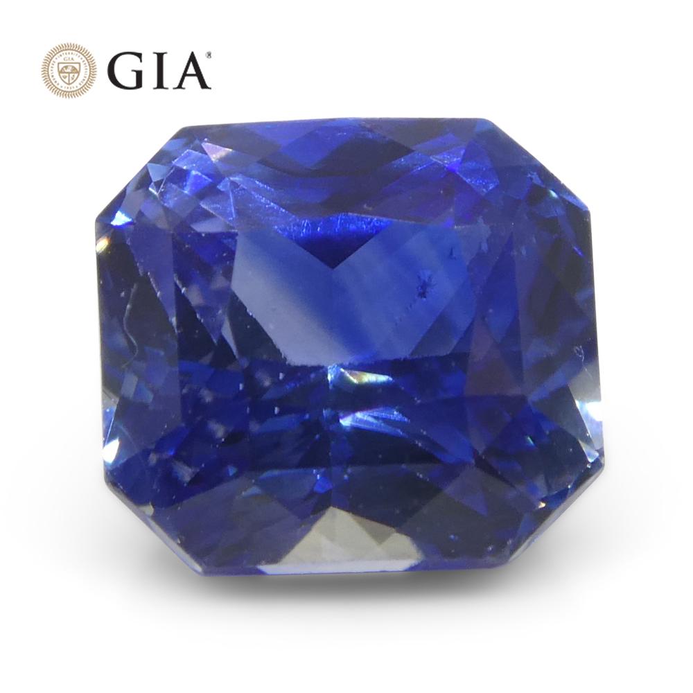 Women's or Men's 2.13ct Octagonal/Emerald Cut Blue Sapphire GIA Certified Madagascar   For Sale