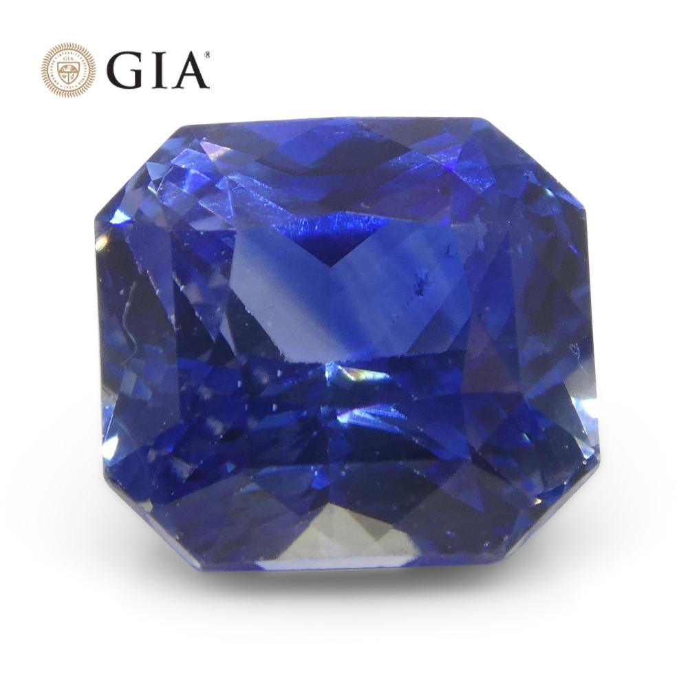Women's or Men's 2.13ct Octagonal/Emerald Cut Blue Sapphire GIA Certified Madagascar For Sale