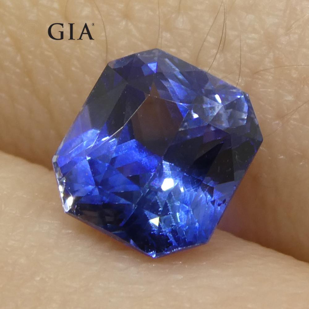 2.13ct Octagonal/Emerald Cut Blue Sapphire GIA Certified Madagascar   For Sale 2