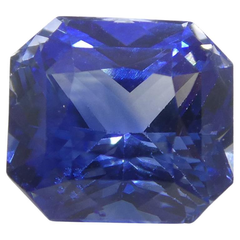 Saphir bleu octogonal/émeraude de 2.13 carat certifié GIA de Madagascar  