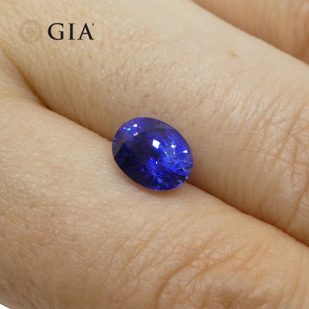 2.13ct Oval Vivid Cornflower Blue Sapphire GIA Certified Sri Lanka In New Condition For Sale In Toronto, Ontario