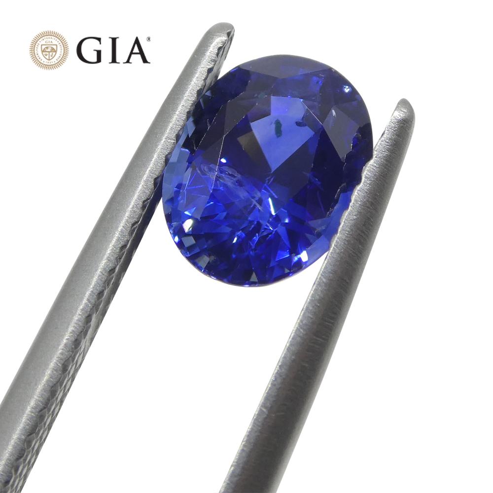 2.13ct Oval Vivid Cornflower Blue Sapphire GIA Certified Sri Lanka For Sale 1