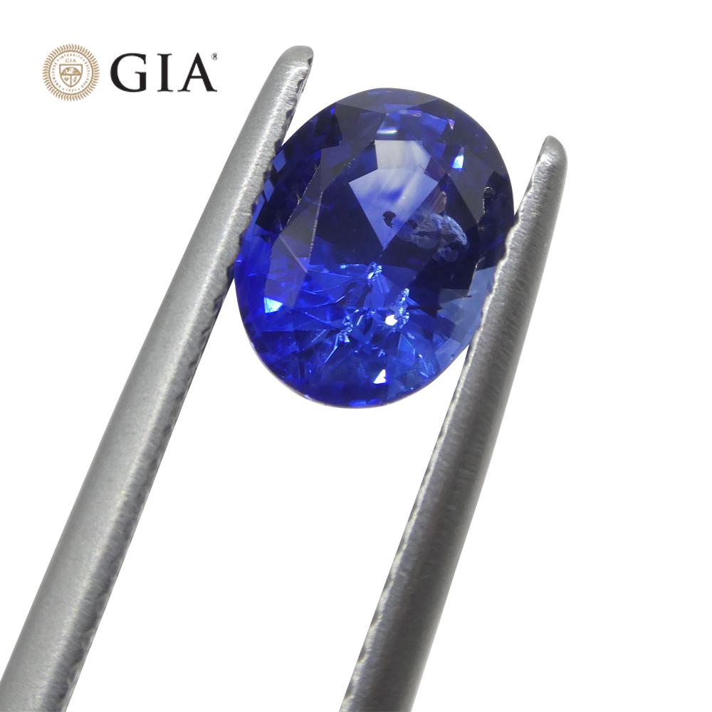 2.13ct Oval Vivid Cornflower Blue Sapphire GIA Certified Sri Lanka For Sale 2