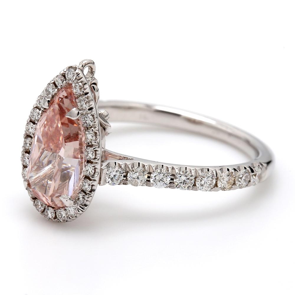 Pear Cut 2.13ct Pear-Shaped Pink Diamond Ring For Sale