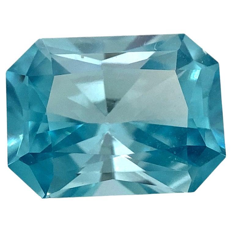 2.13ct Radiant Master Cut Blue Zircon from Cambodia For Sale