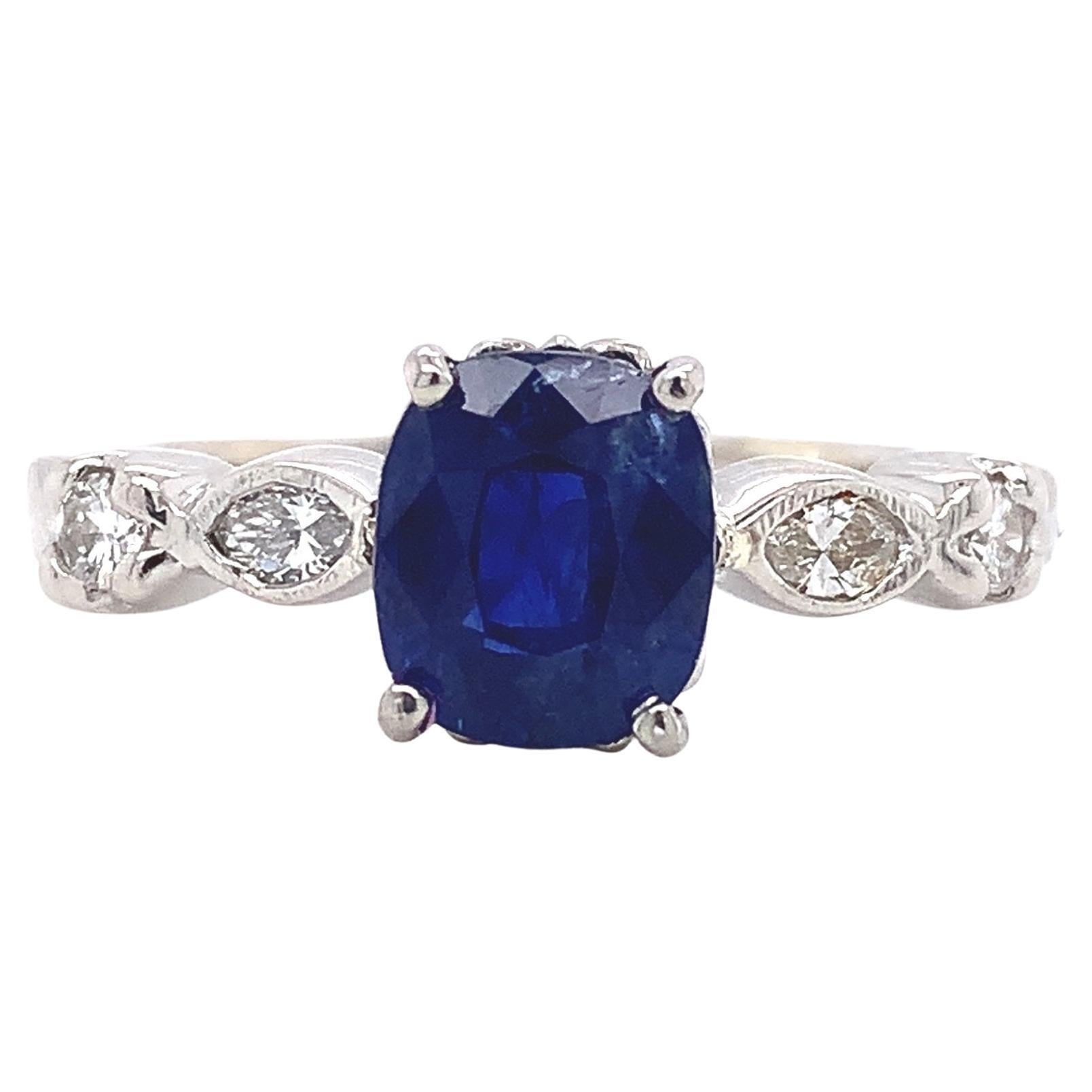 2.13ct Sapphire Platinum Ring with Diamonds For Sale