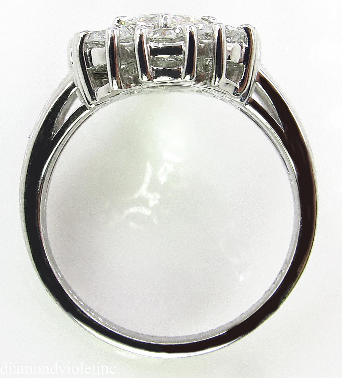 2.13 Carat Vintage Pear Diamond Cluster Engagement Platinum Ring EGL, USA 1