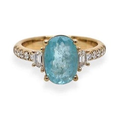 2.13ct Vivid Neon Green-Blue Paraiba Tourmaline Ring 18K Gold GIA Certified