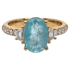 2.13ct Vivid Neon Green-Blue Paraiba Tourmaline Ring 18K Gold GIA Certified