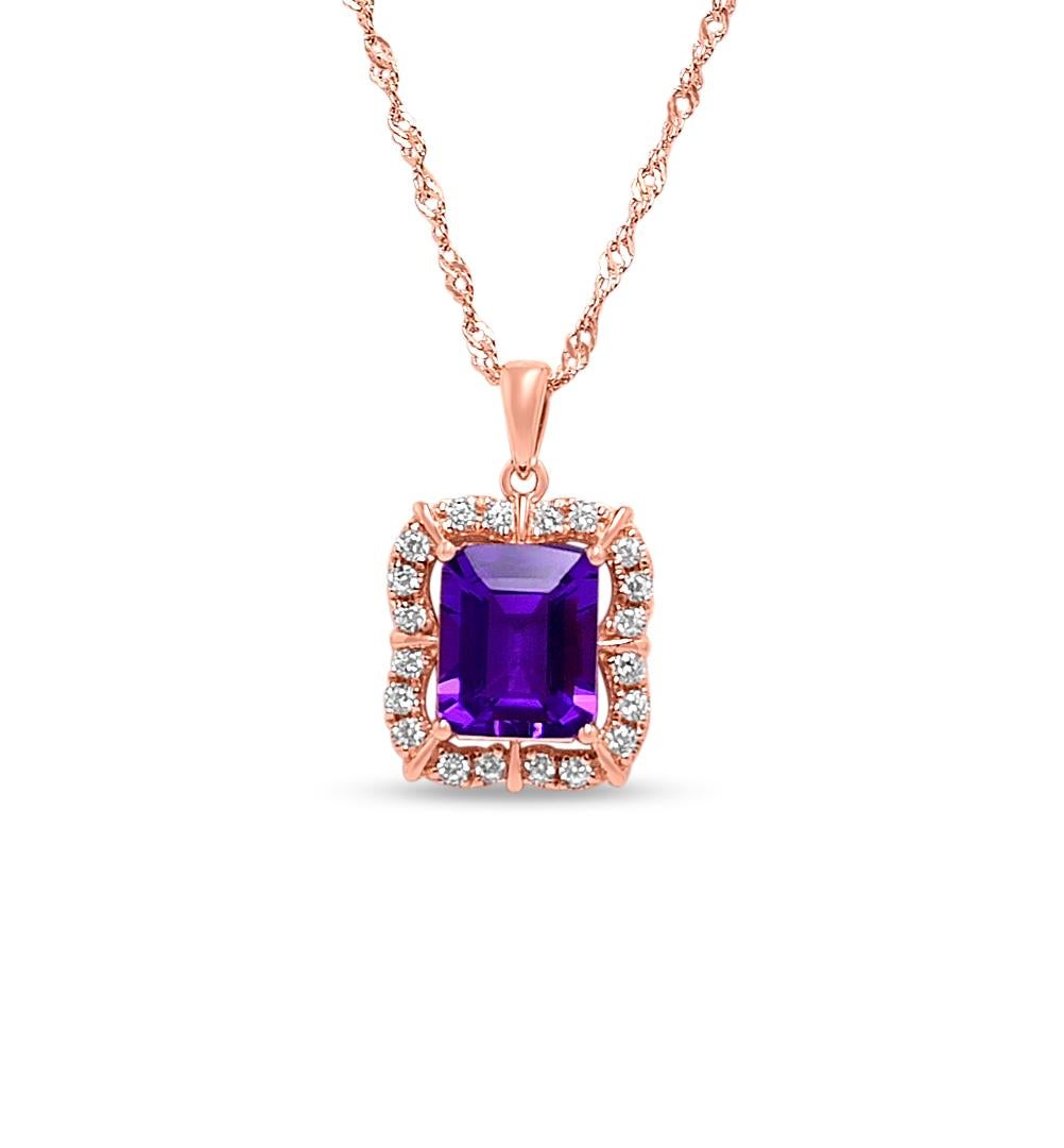 Art Deco 18K Rose Gold Plated 2.13 Ctw Amethyst Pendant Wedding Necklace For Women    For Sale