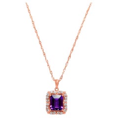 Antique 18K Rose Gold Plated 2.13 Ctw Amethyst Pendant Wedding Necklace For Women   