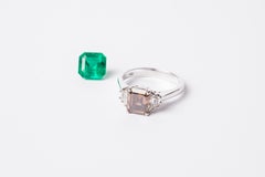 2.14 Carats Chocolate Brown Diamond Ring with White Diamond Side Stones