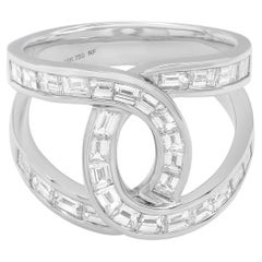 2,14 Karat Diamant Baguetteschliff verflochtener Statement-Ring 18K Weißgold 