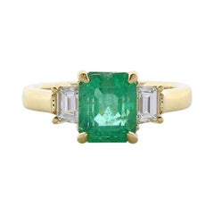 2.14 Carat Emerald Cut Emerald and Diamond Cocktail Ring in 18 Karat Gold
