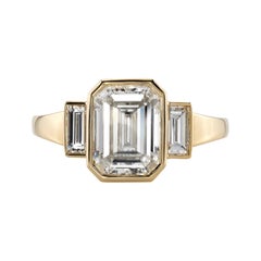 2.14 Carat GIA Certified Emerald Cut Diamond Set in 18 Karat Yellow Gold