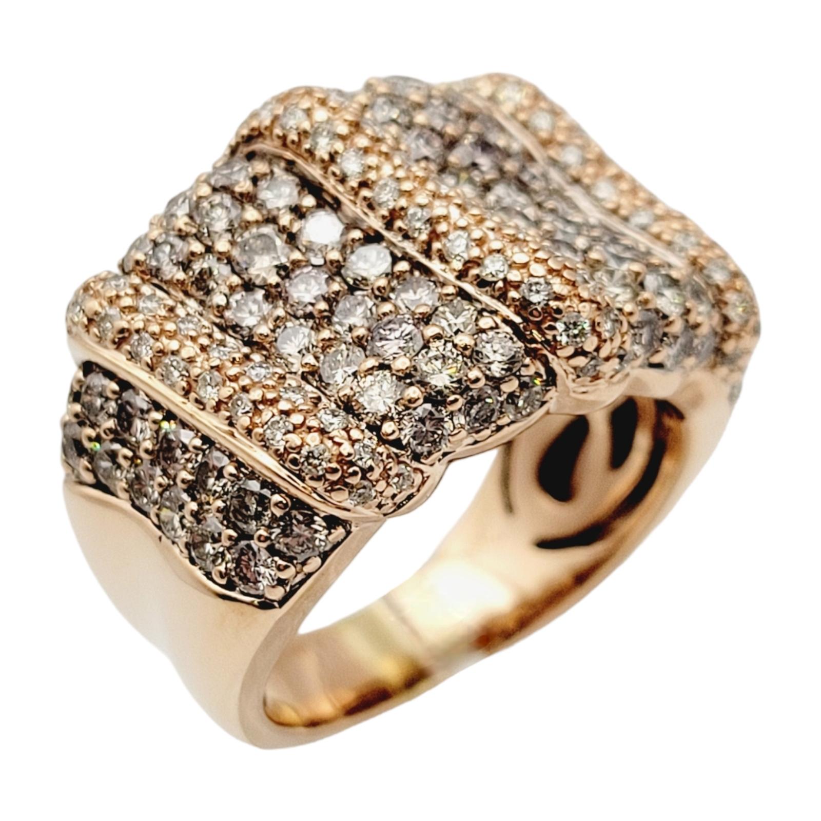 2.14 Carat Light Brown Diamond Pave Band Ring in Polished 14 Karat Rose Gold For Sale 4