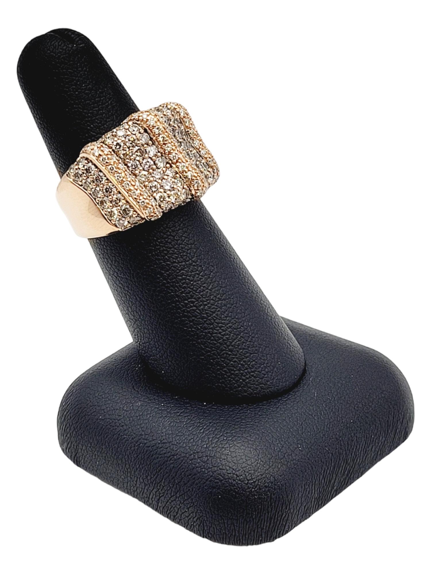 2.14 Carat Light Brown Diamond Pave Band Ring in Polished 14 Karat Rose Gold For Sale 6
