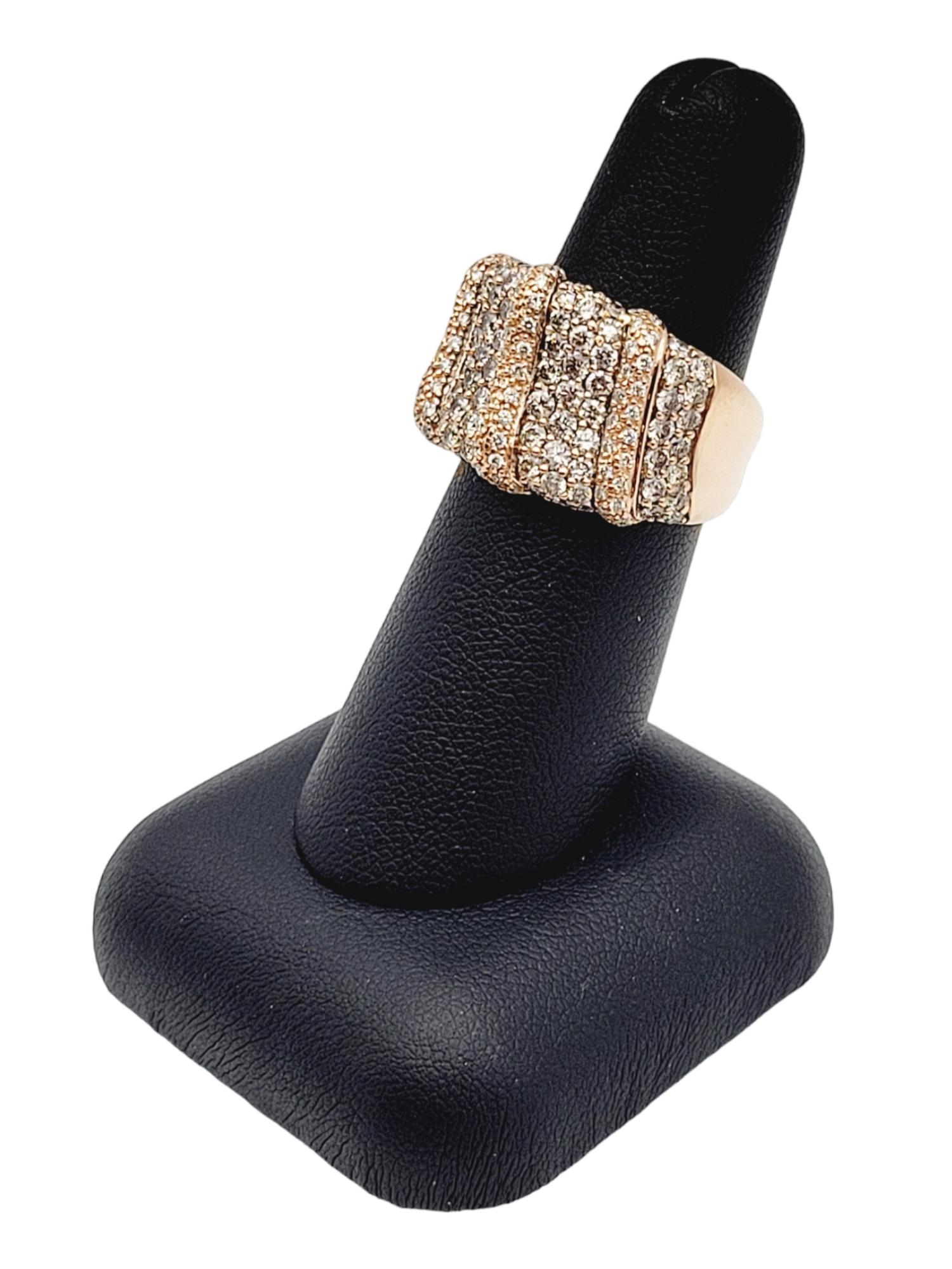 2.14 Carat Light Brown Diamond Pave Band Ring in Polished 14 Karat Rose Gold For Sale 7