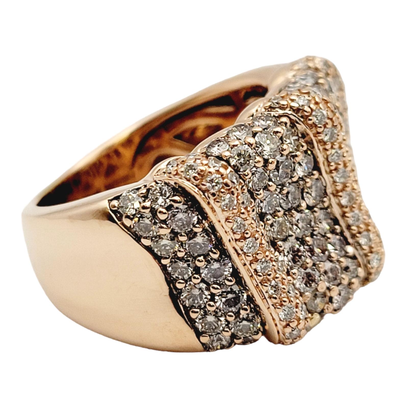 2,14 Karat Hellbrauner Diamant-Pavé-Ring aus poliertem 14 Karat Roségold  (Brillantschliff) im Angebot