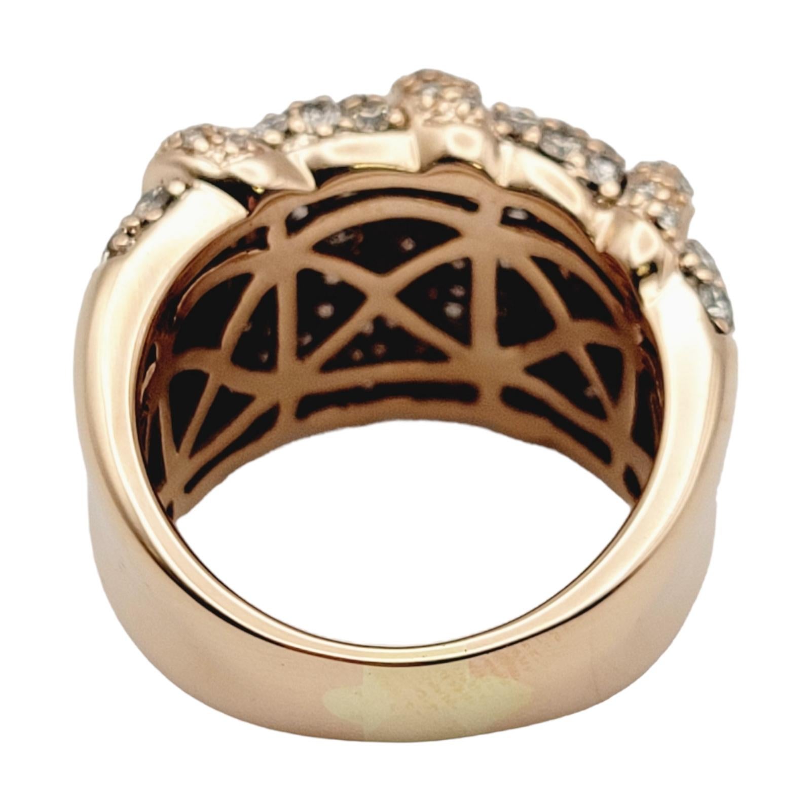 Women's 2.14 Carat Light Brown Diamond Pave Band Ring in Polished 14 Karat Rose Gold For Sale